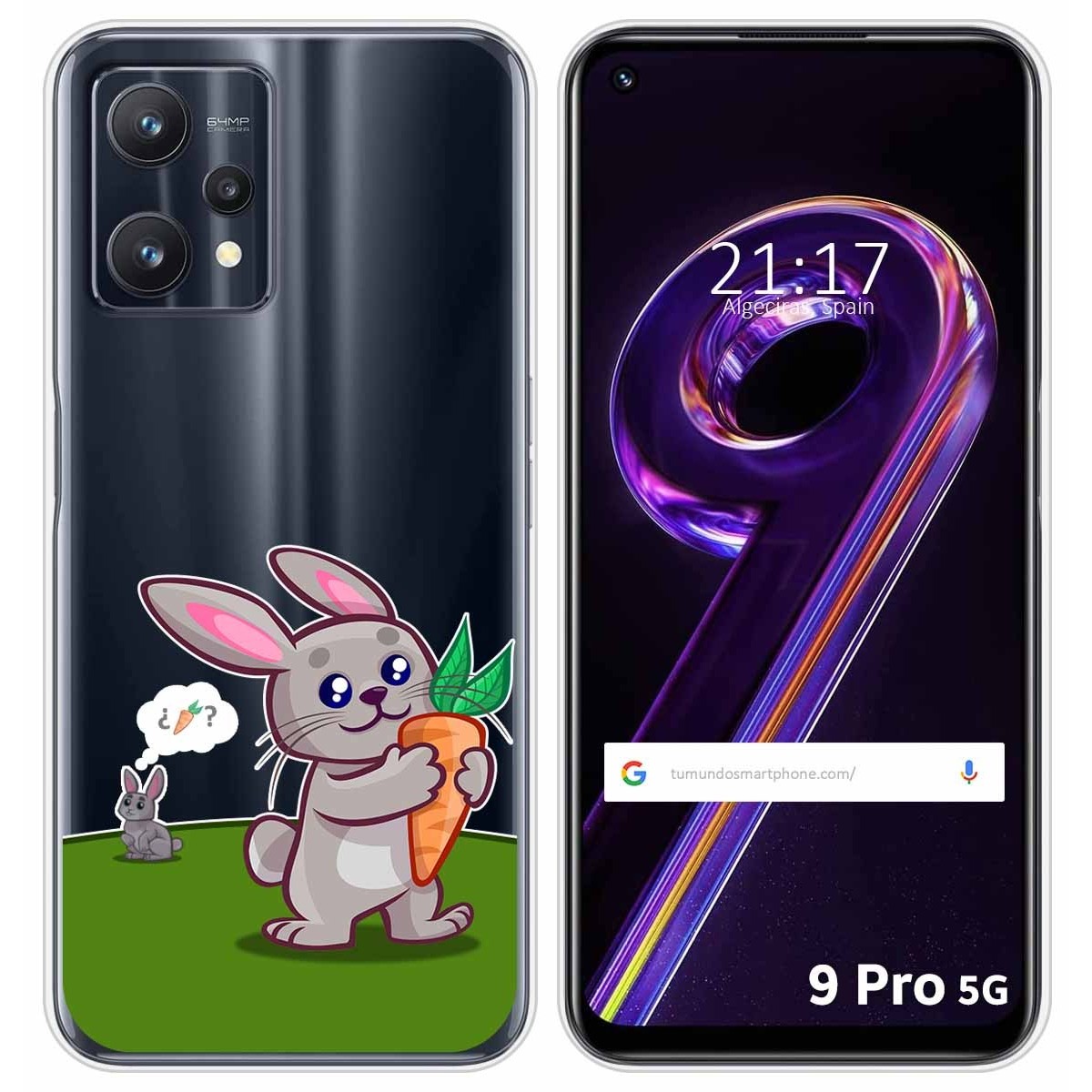 Funda Silicona Transparente para Realme 9 Pro 5G diseño Conejo Dibujos