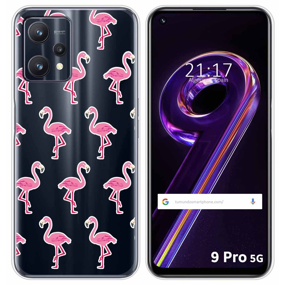 Funda Silicona Transparente para Realme 9 Pro 5G diseño Flamenco Dibujos
