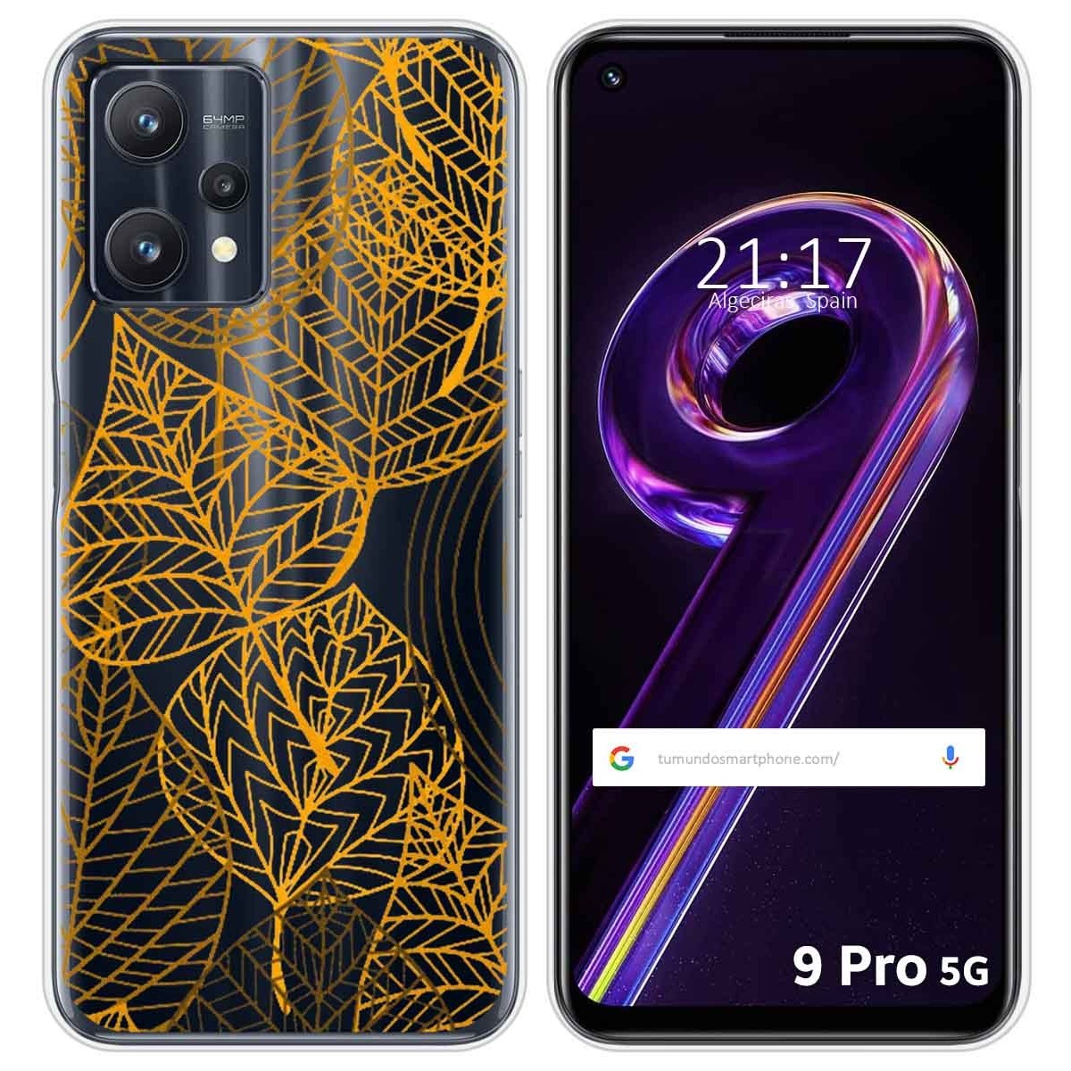 Funda Silicona Transparente para Realme 9 Pro 5G diseño Hojas Dibujos