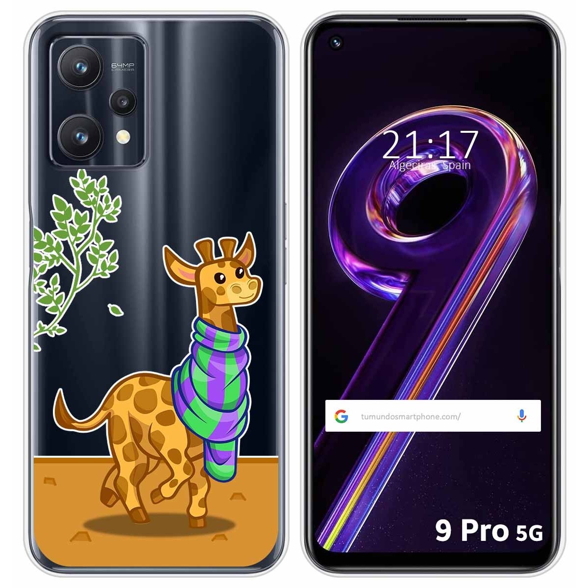 Funda Silicona Transparente para Realme 9 Pro 5G diseño Jirafa Dibujos