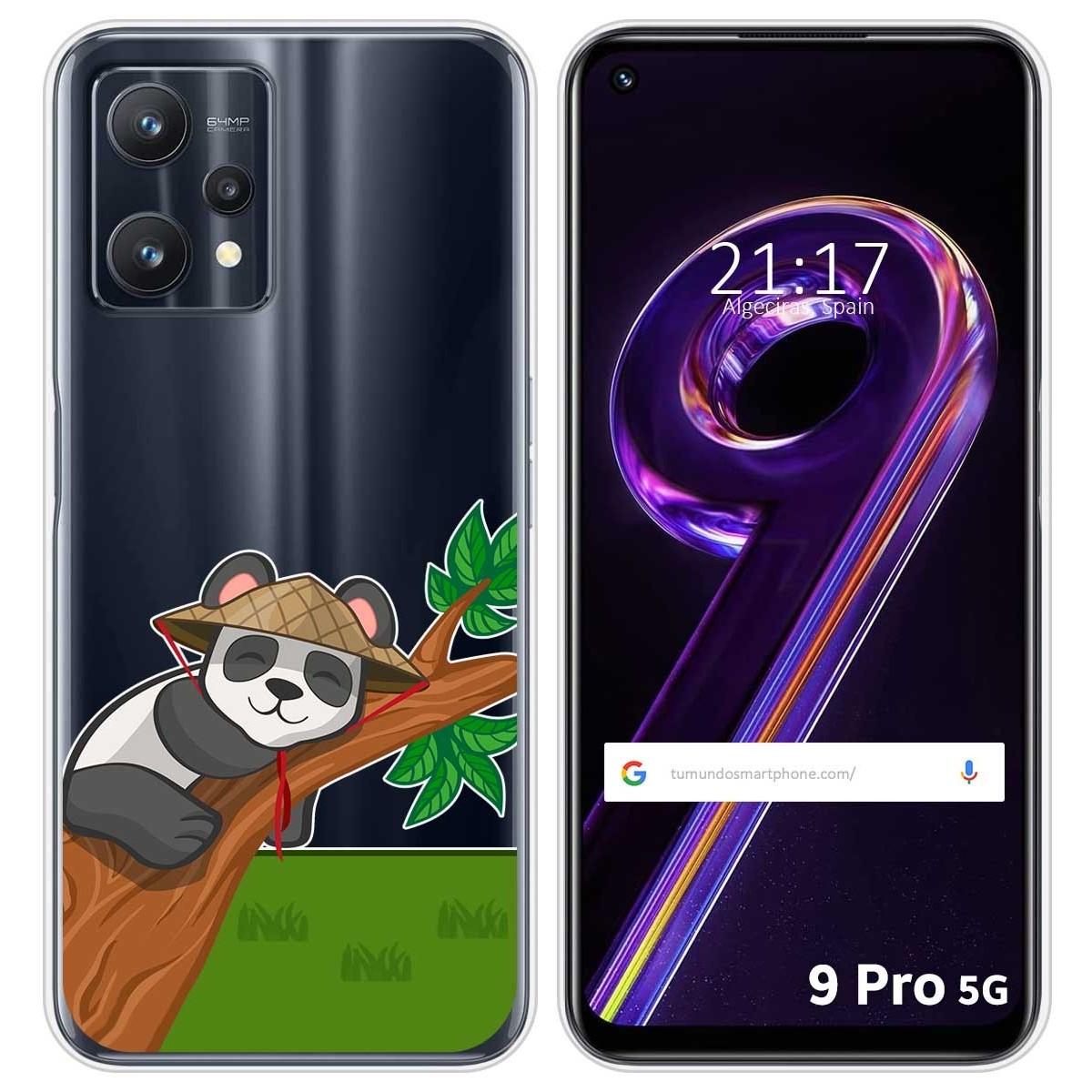 Funda Silicona Transparente para Realme 9 Pro 5G diseño Panda Dibujos