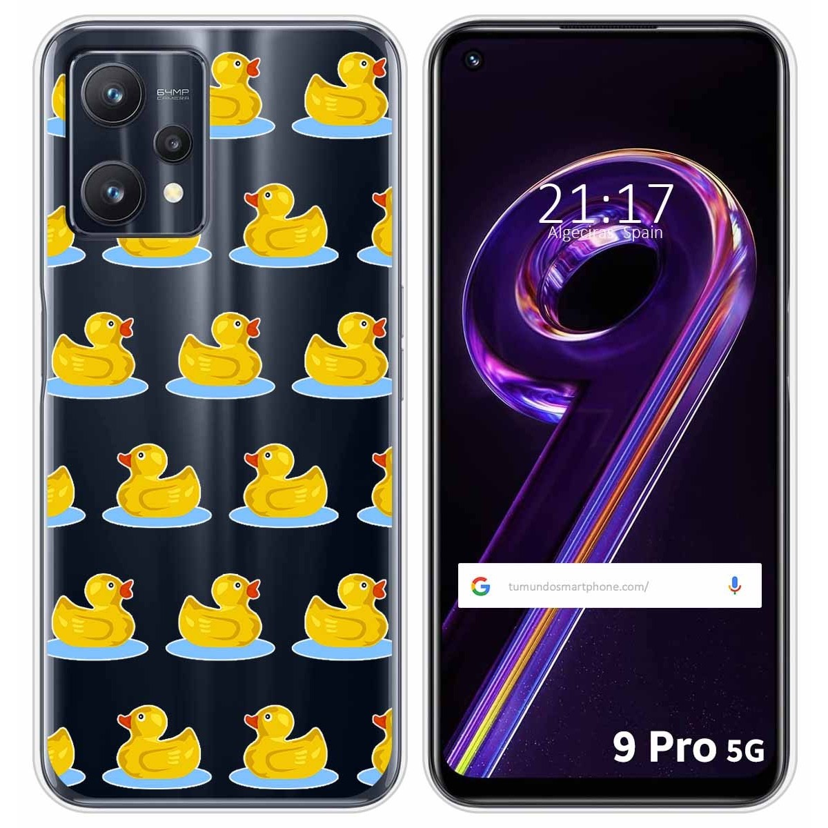 Funda Silicona Transparente para Realme 9 Pro 5G diseño Pato Dibujos