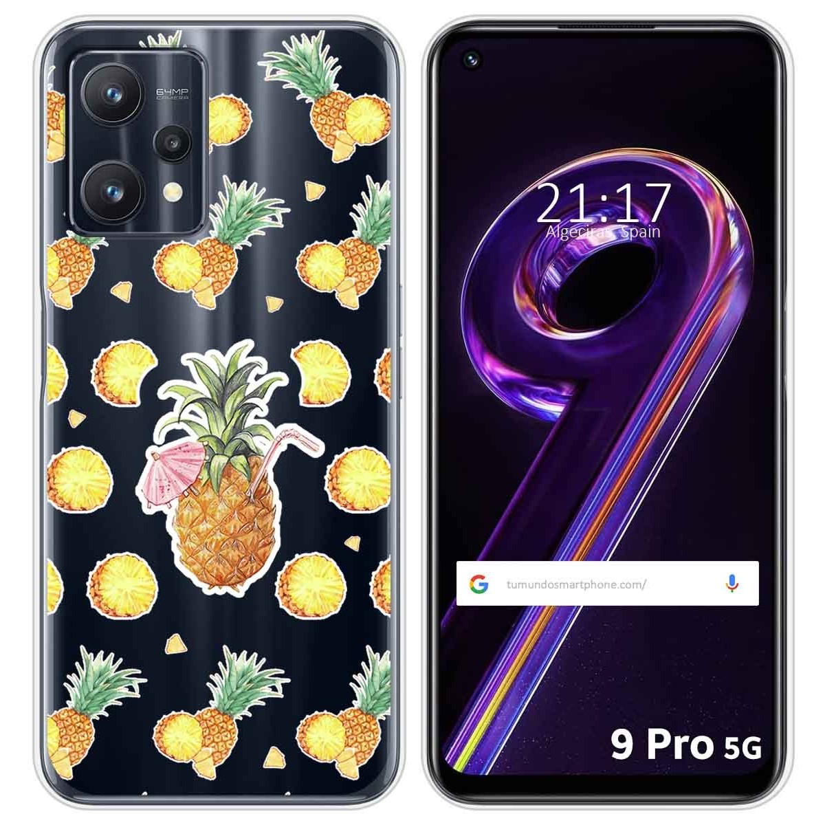 Funda Silicona Transparente para Realme 9 Pro 5G diseño Piña Dibujos