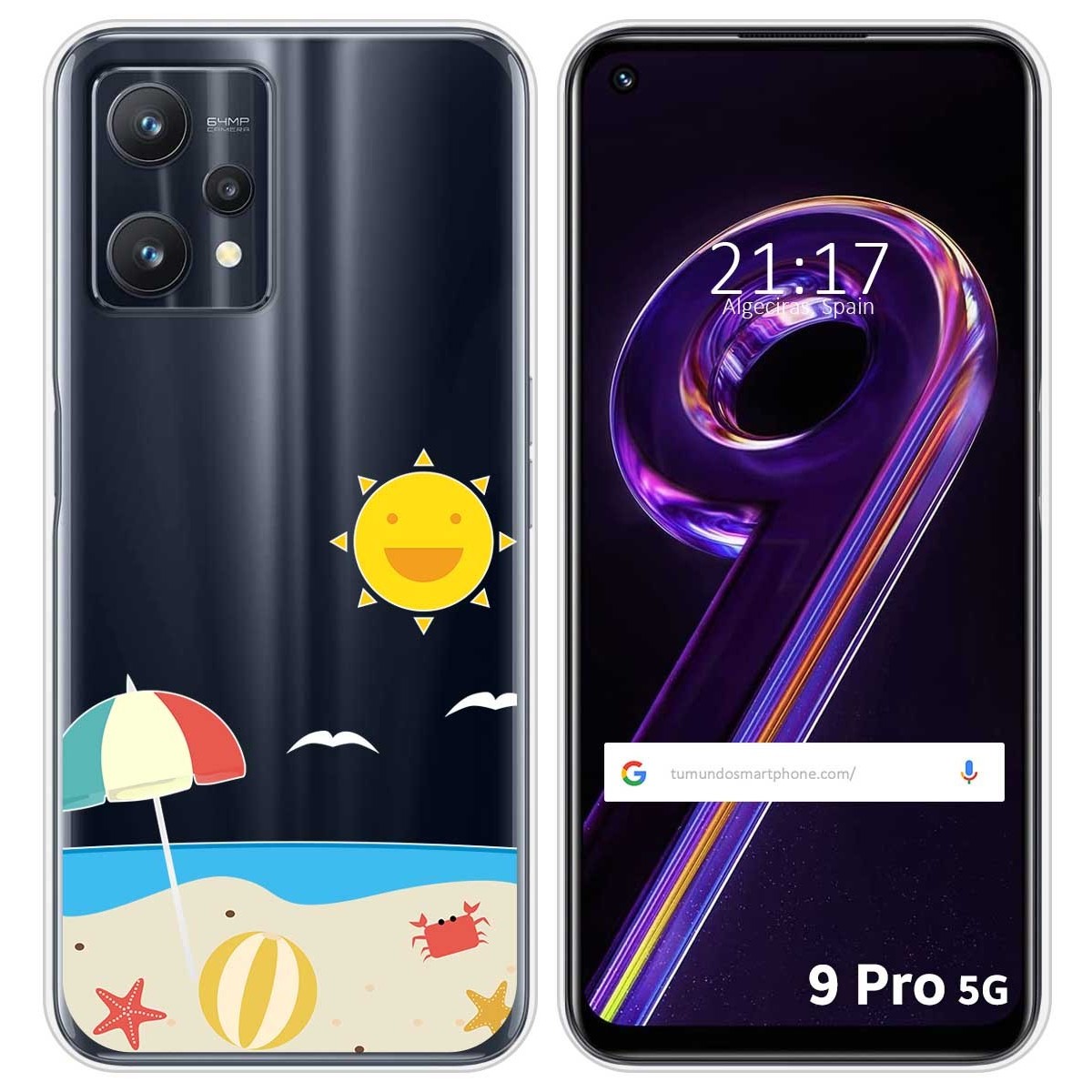 Funda Silicona Transparente para Realme 9 Pro 5G diseño Playa Dibujos
