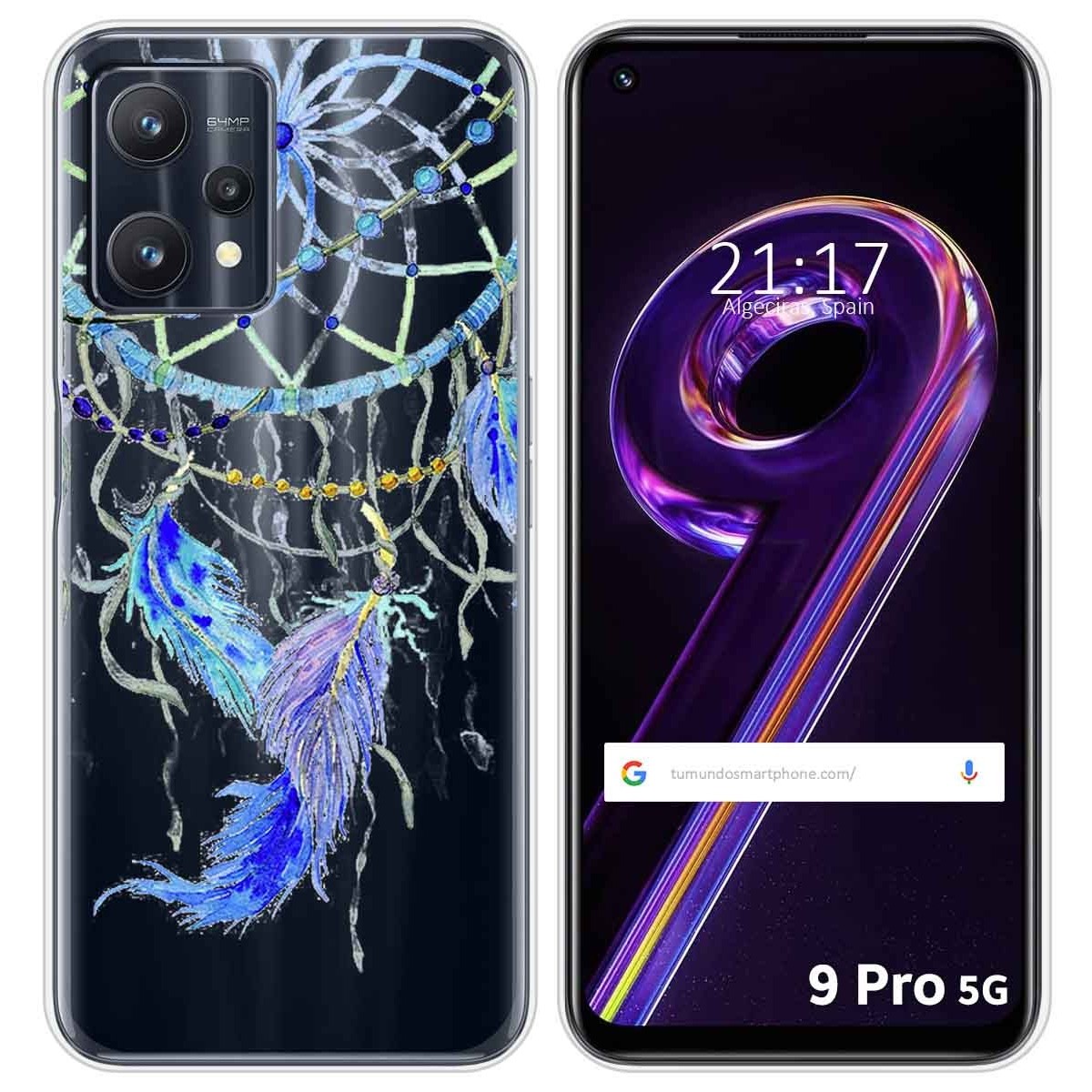 Funda Silicona Transparente para Realme 9 Pro 5G diseño Plumas Dibujos
