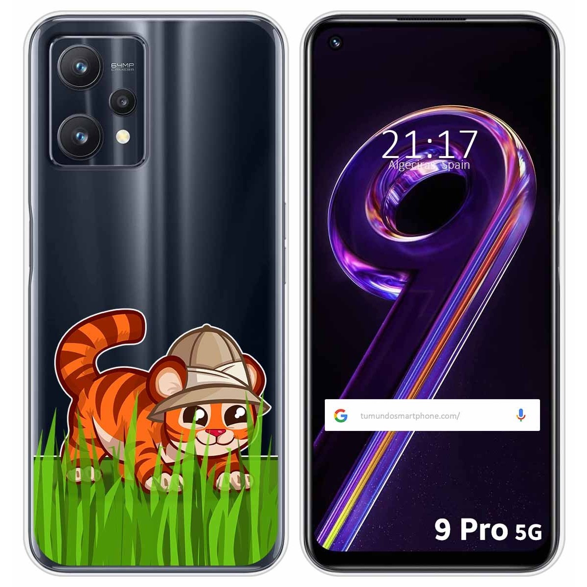 Funda Silicona Transparente para Realme 9 Pro 5G diseño Tigre Dibujos
