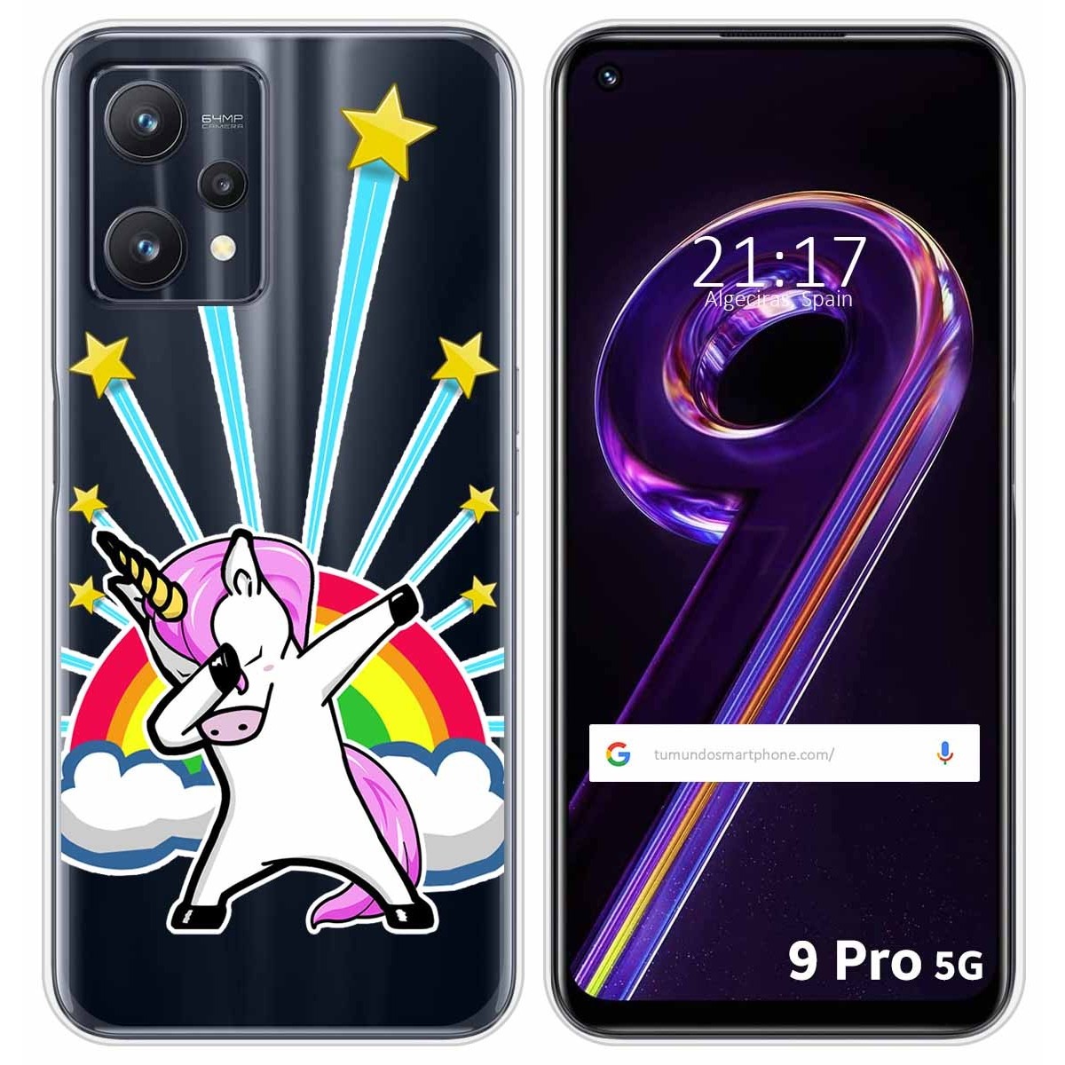 Funda Silicona Transparente para Realme 9 Pro 5G diseño Unicornio Dibujos