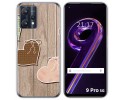 Funda Silicona para Realme 9 Pro 5G diseño Corazones Madera Dibujos