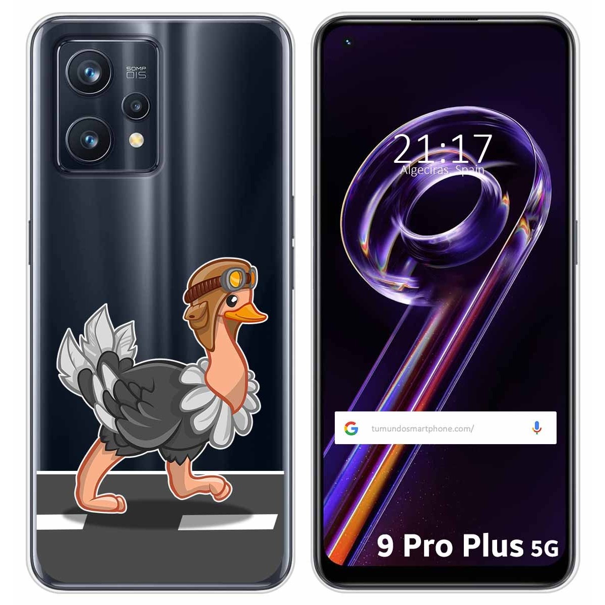 Funda Silicona Transparente para Realme 9 Pro Plus 5G diseño Avestruz Dibujos