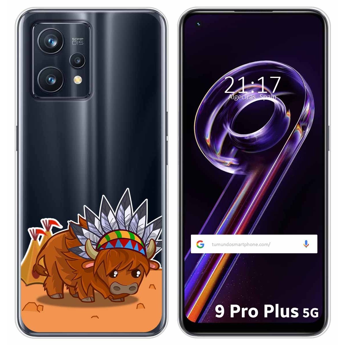 Funda Silicona Transparente para Realme 9 Pro Plus 5G diseño Bufalo Dibujos