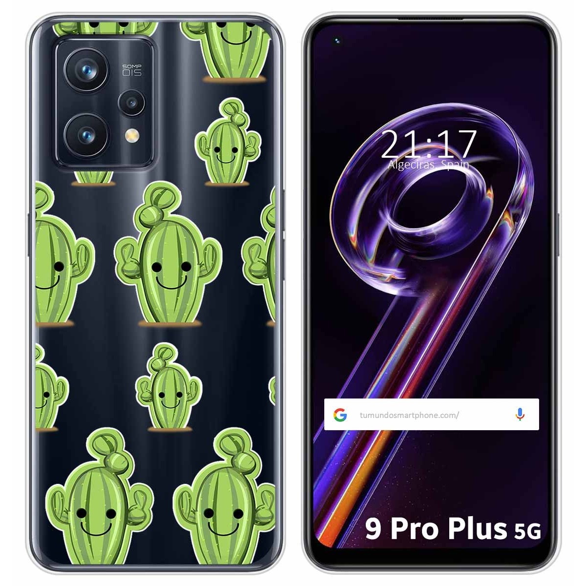 Funda Silicona Transparente para Realme 9 Pro Plus 5G diseño Cactus Dibujos