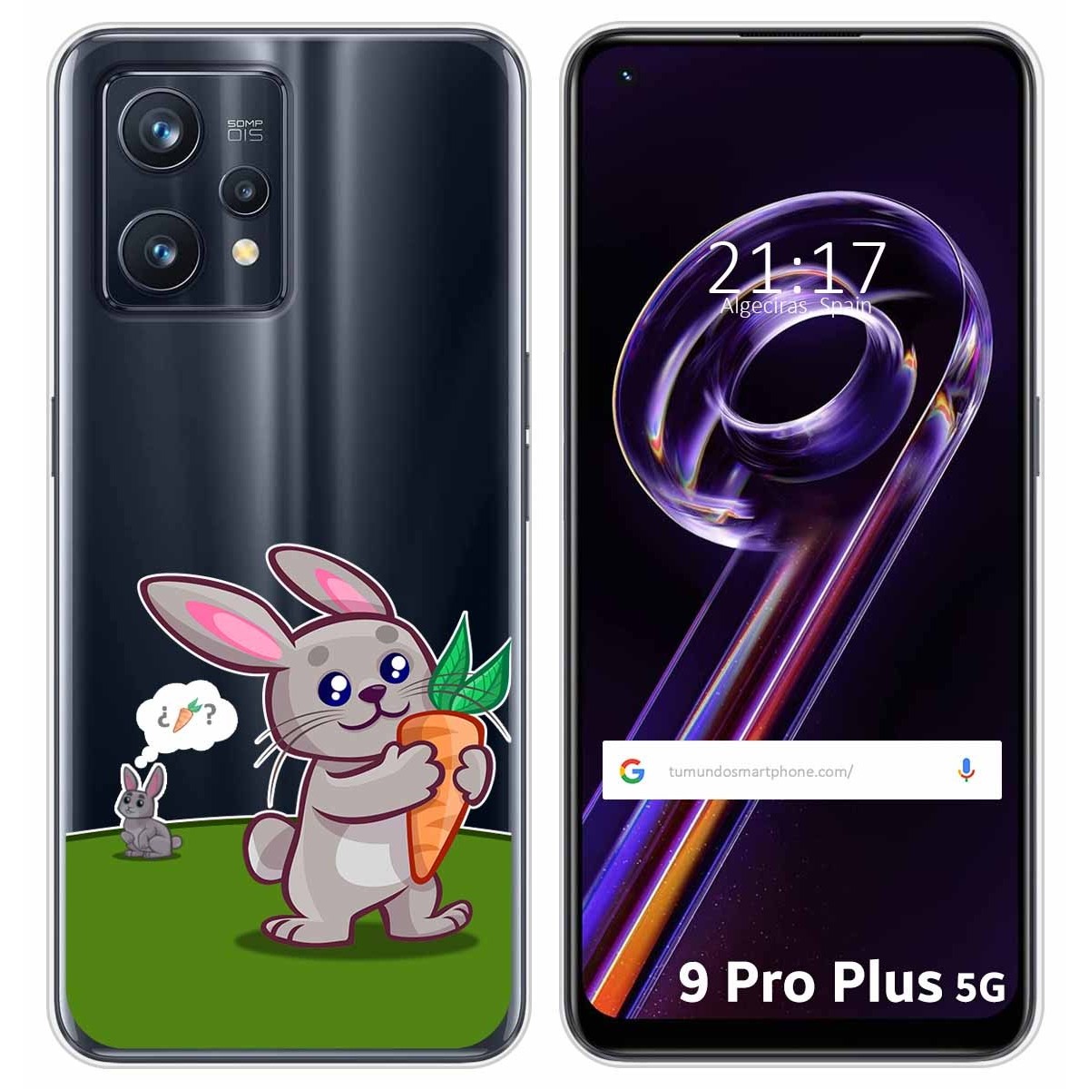 Funda Silicona Transparente para Realme 9 Pro Plus 5G diseño Conejo Dibujos