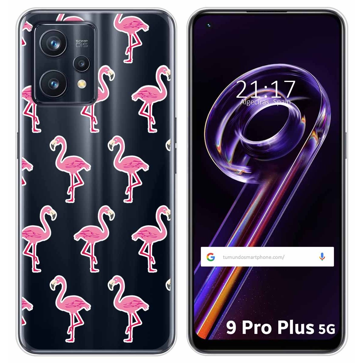 Funda Silicona Transparente para Realme 9 Pro Plus 5G diseño Flamenco Dibujos