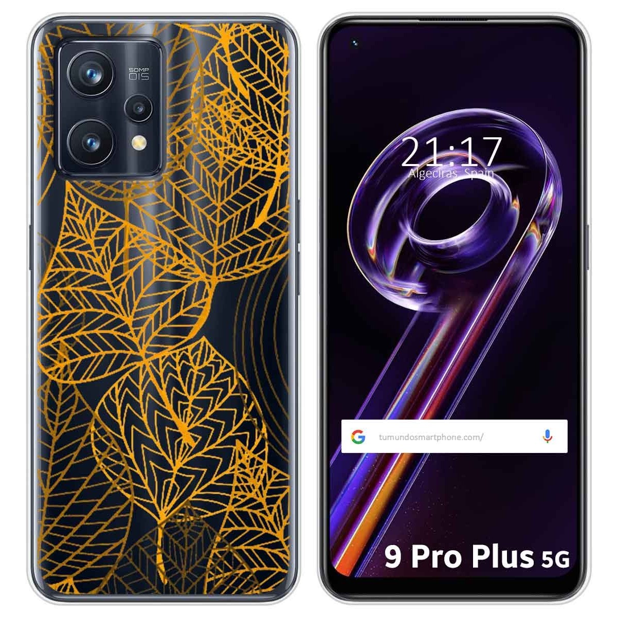Funda Silicona Transparente para Realme 9 Pro Plus 5G diseño Hojas Dibujos