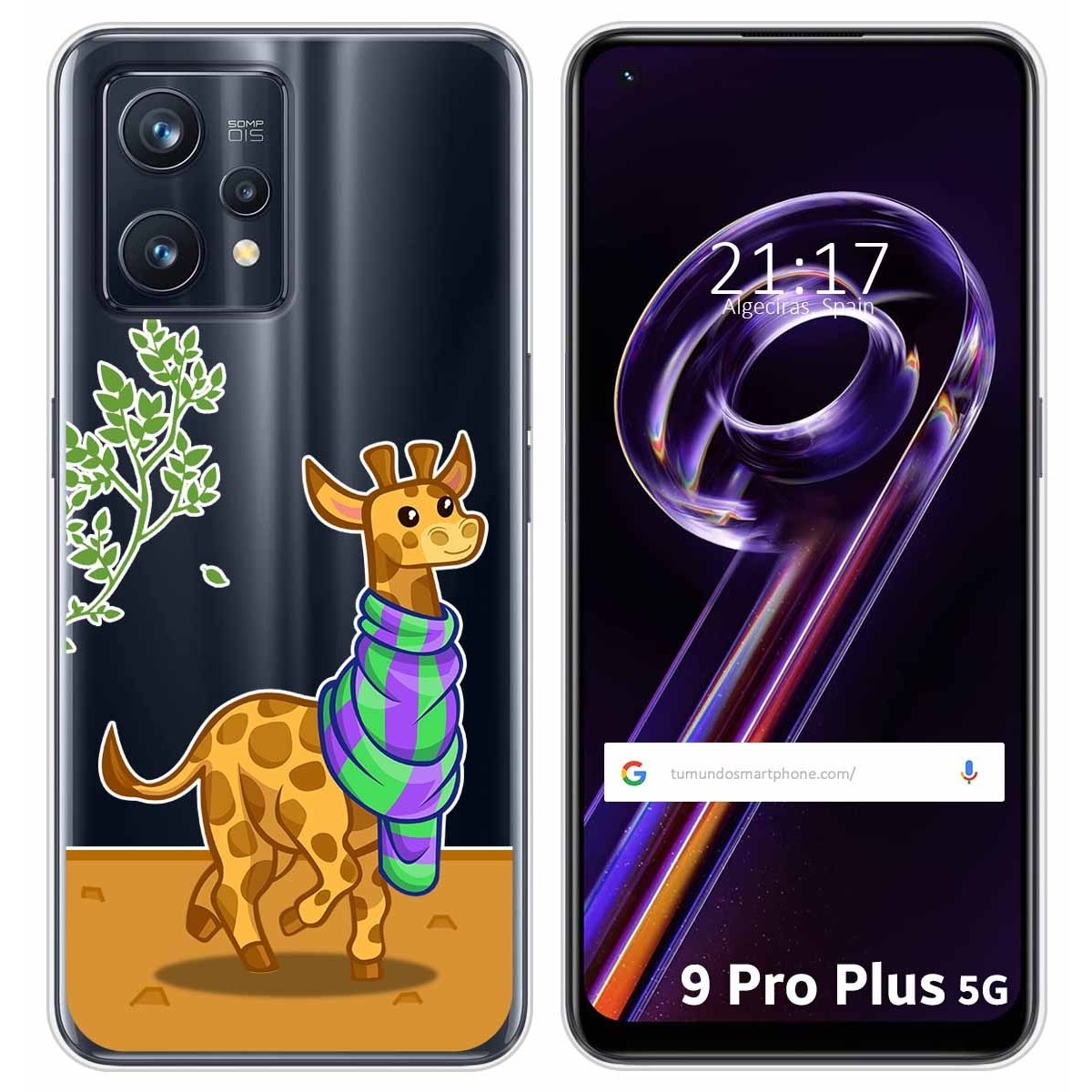 Funda Silicona Transparente para Realme 9 Pro Plus 5G diseño Jirafa Dibujos