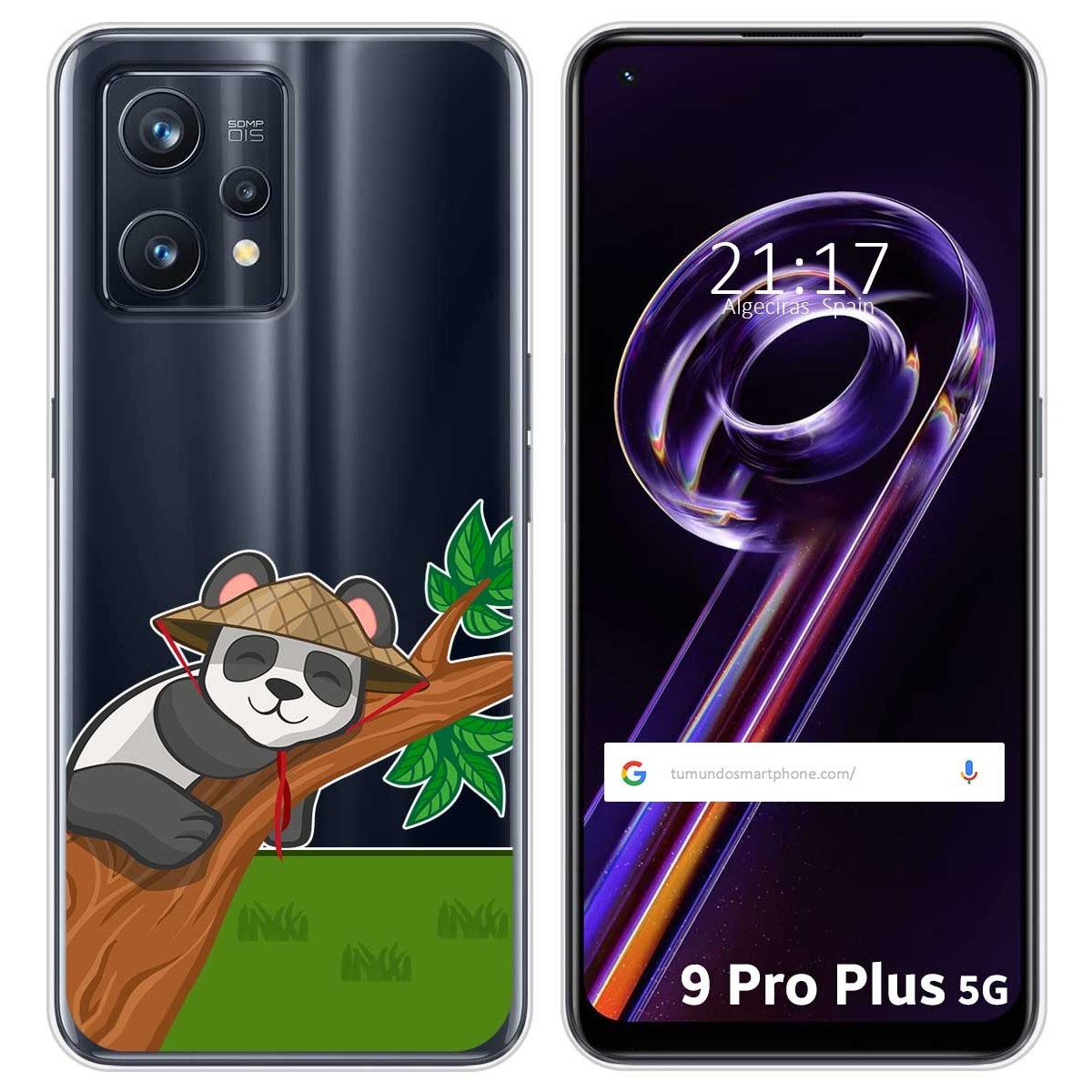 Funda Silicona Transparente para Realme 9 Pro Plus 5G diseño Panda Dibujos