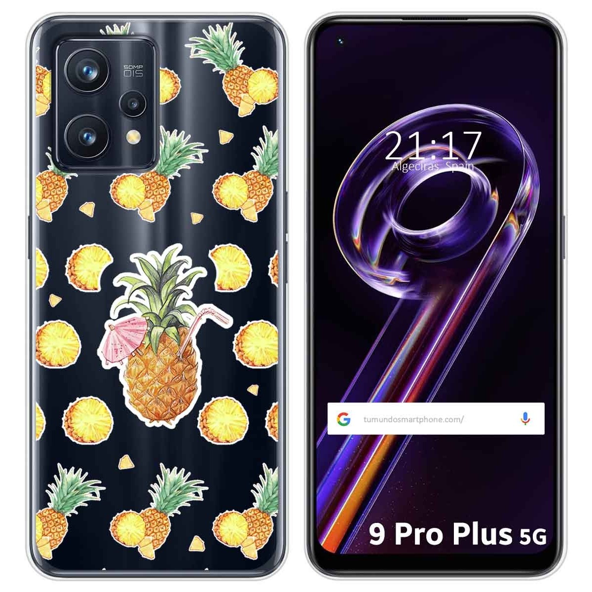 Funda Silicona Transparente para Realme 9 Pro Plus 5G diseño Piña Dibujos