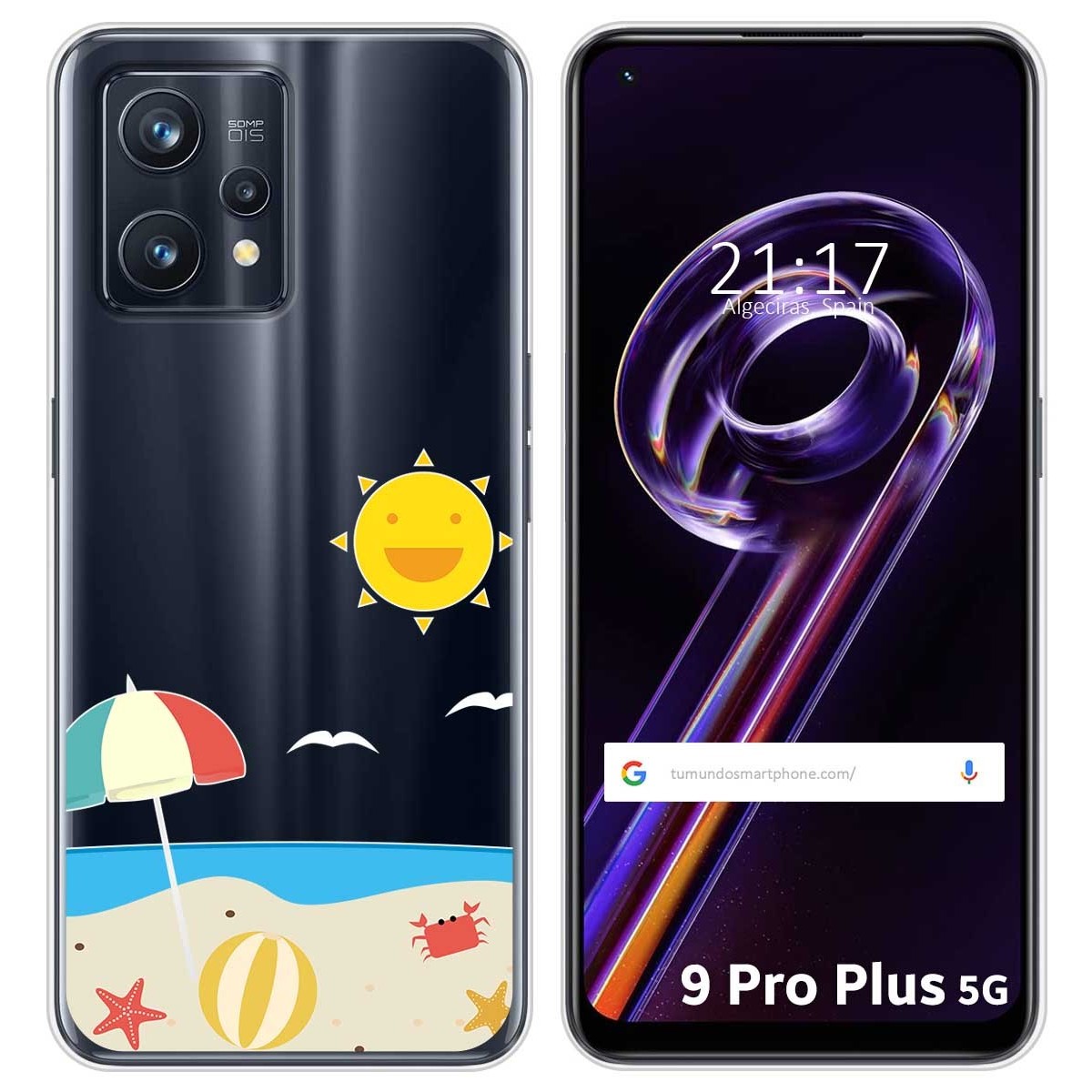 Funda Silicona Transparente para Realme 9 Pro Plus 5G diseño Playa Dibujos