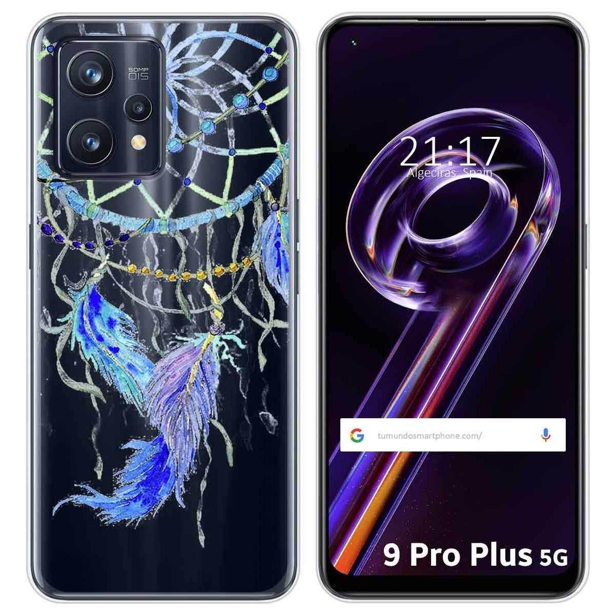Funda Silicona Transparente para Realme 9 Pro Plus 5G diseño Plumas Dibujos