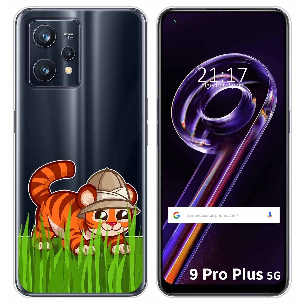 Funda Silicona Transparente para Realme 9 Pro Plus 5G diseño Tigre Dibujos