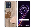 Funda Silicona para Realme 9 Pro Plus 5G diseño Corazones Madera Dibujos