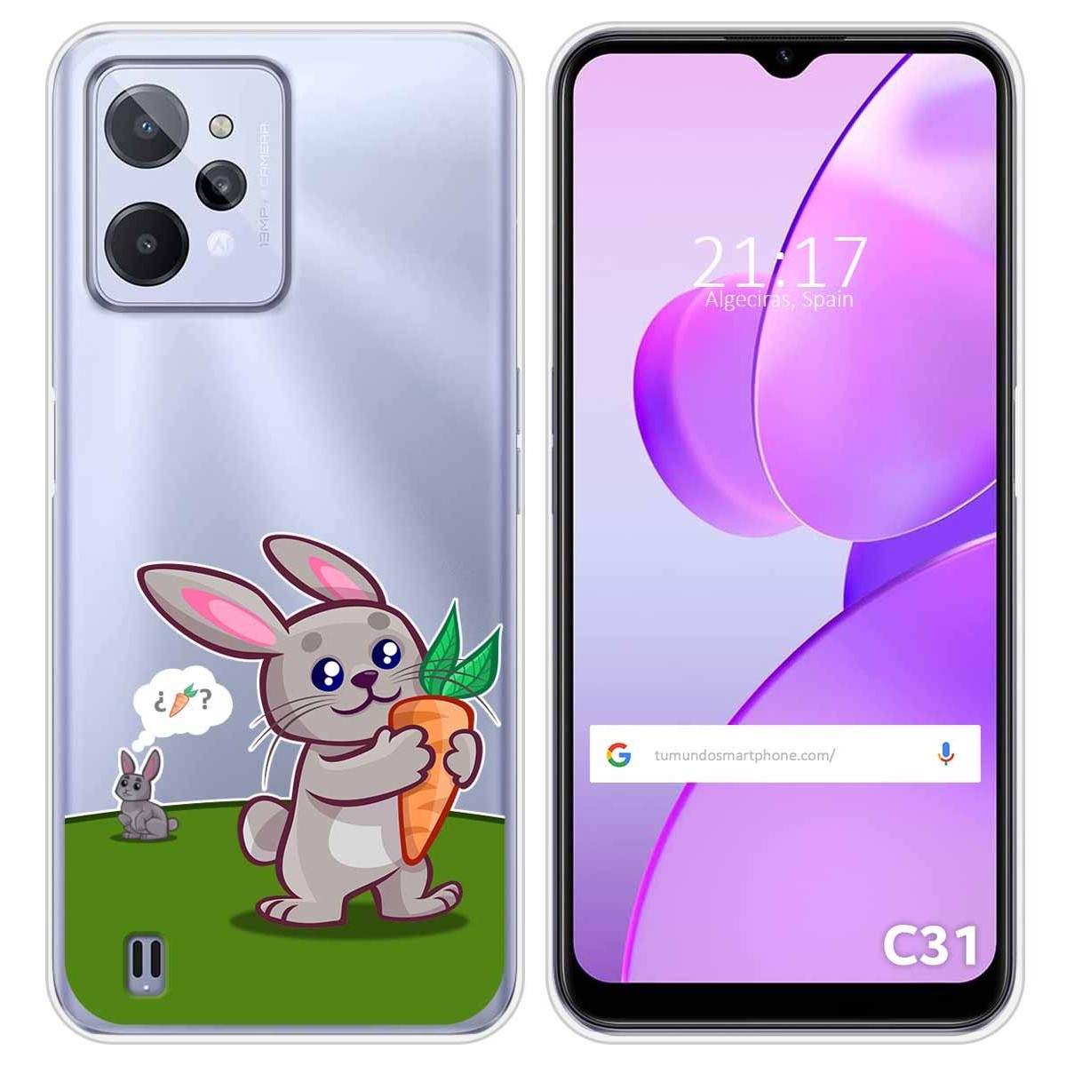 Funda Silicona Transparente para Realme C31 diseño Conejo Dibujos
