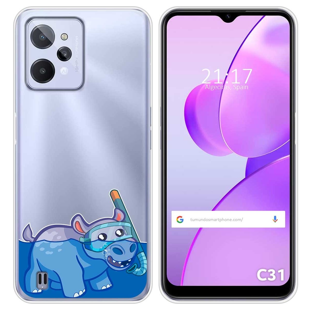 Funda Silicona Transparente para Realme C31 diseño Hipo Dibujos