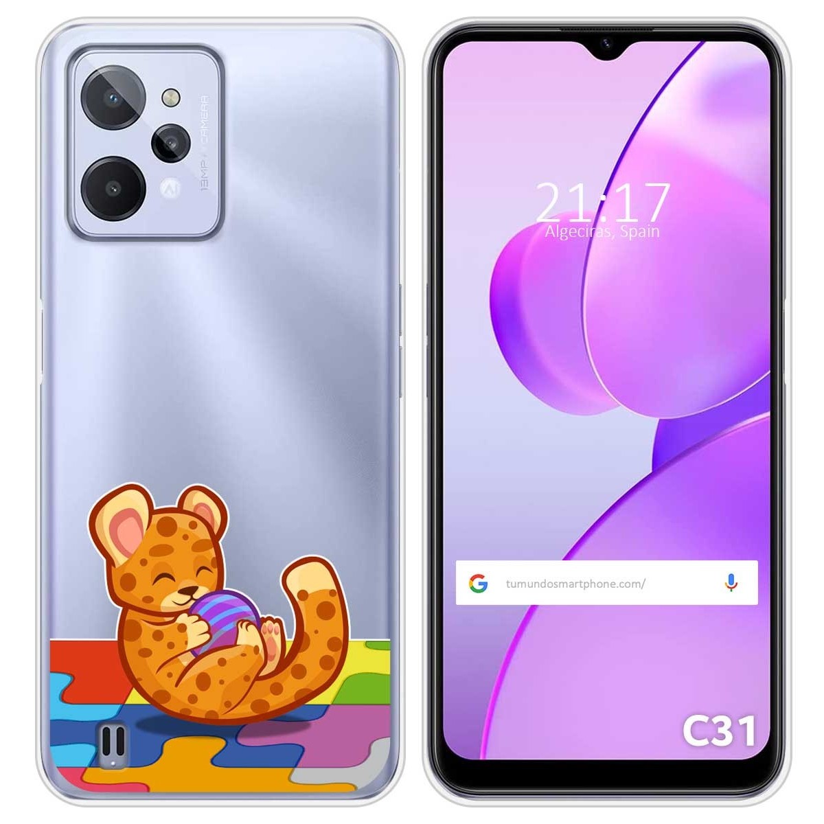 Funda Silicona Transparente para Realme C31 diseño Leopardo Dibujos