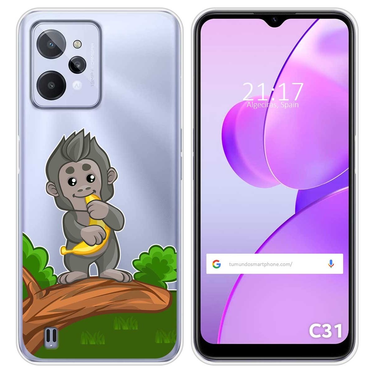 Funda Silicona Transparente para Realme C31 diseño Mono Dibujos