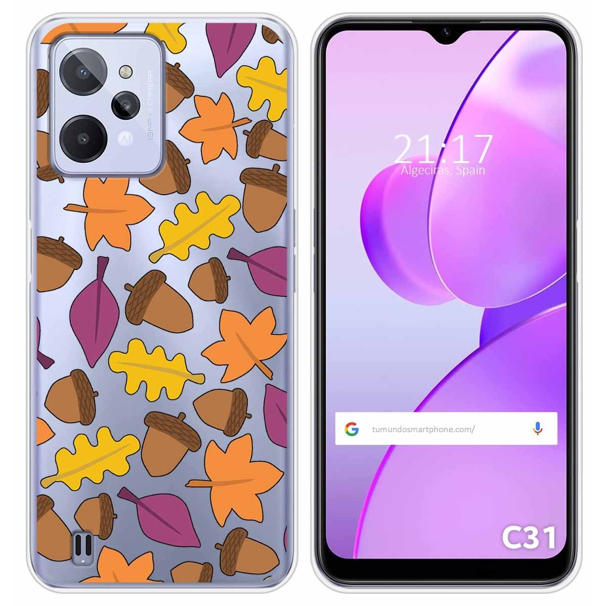 Funda Silicona Transparente para Realme C31 diseño Otoño Dibujos