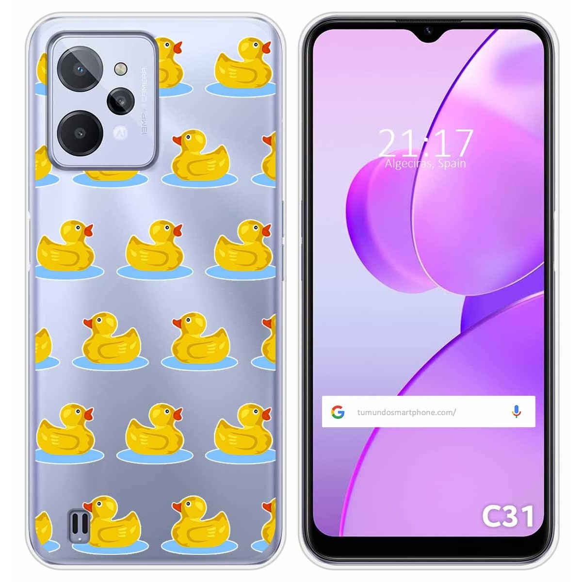 Funda Silicona Transparente para Realme C31 diseño Pato Dibujos