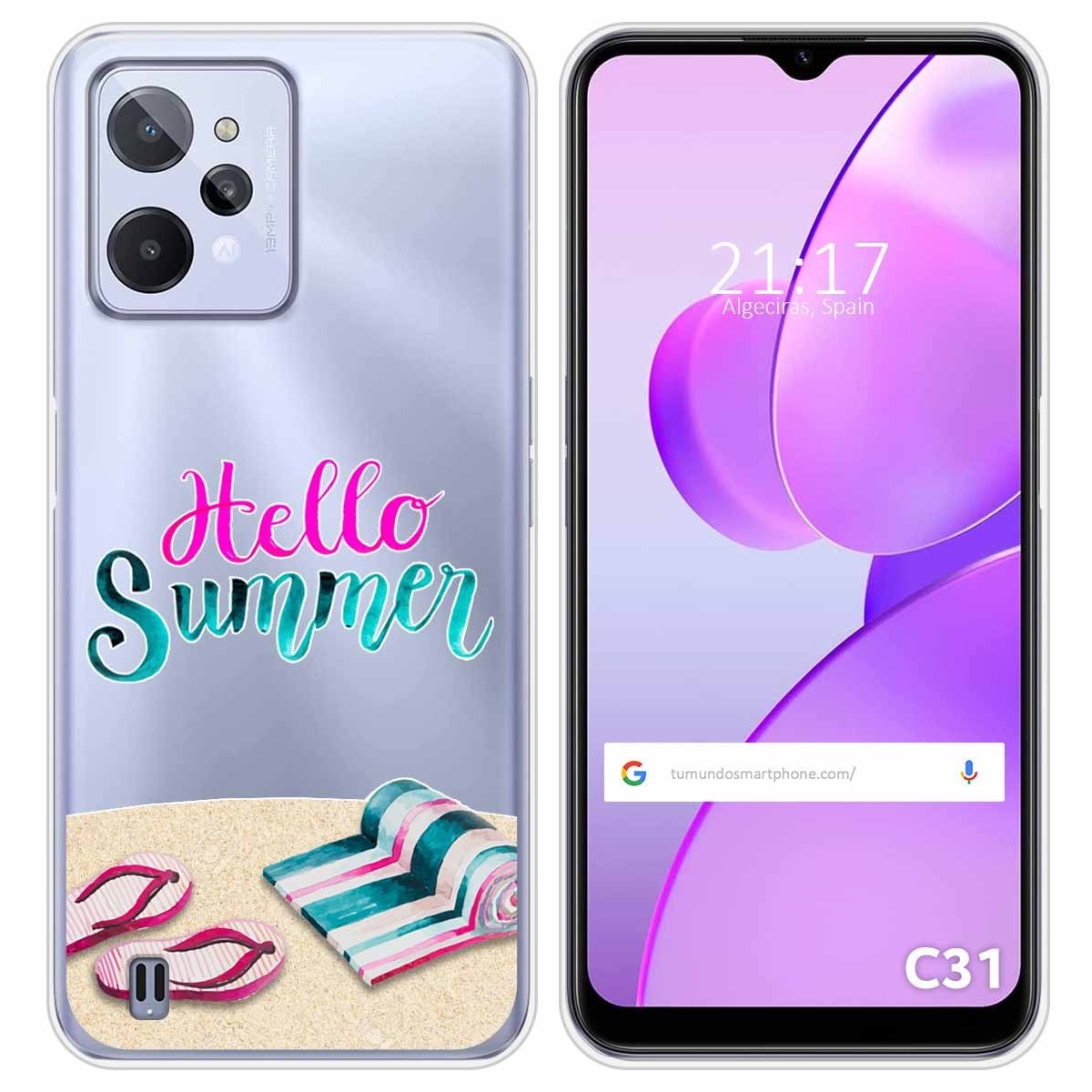 Funda Silicona Transparente para Realme C31 diseño Summer Dibujos