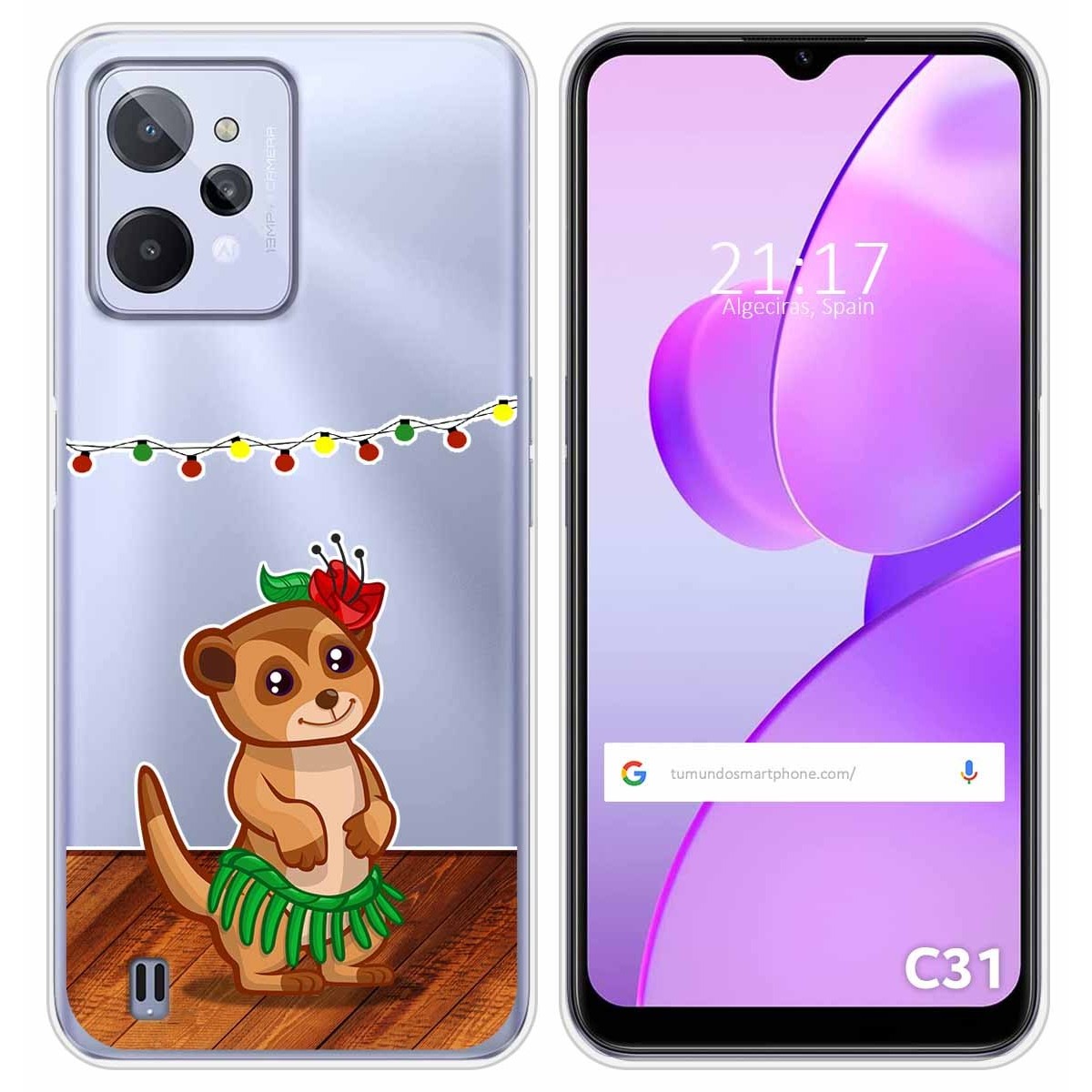 Funda Silicona Transparente para Realme C31 diseño Suricata Dibujos