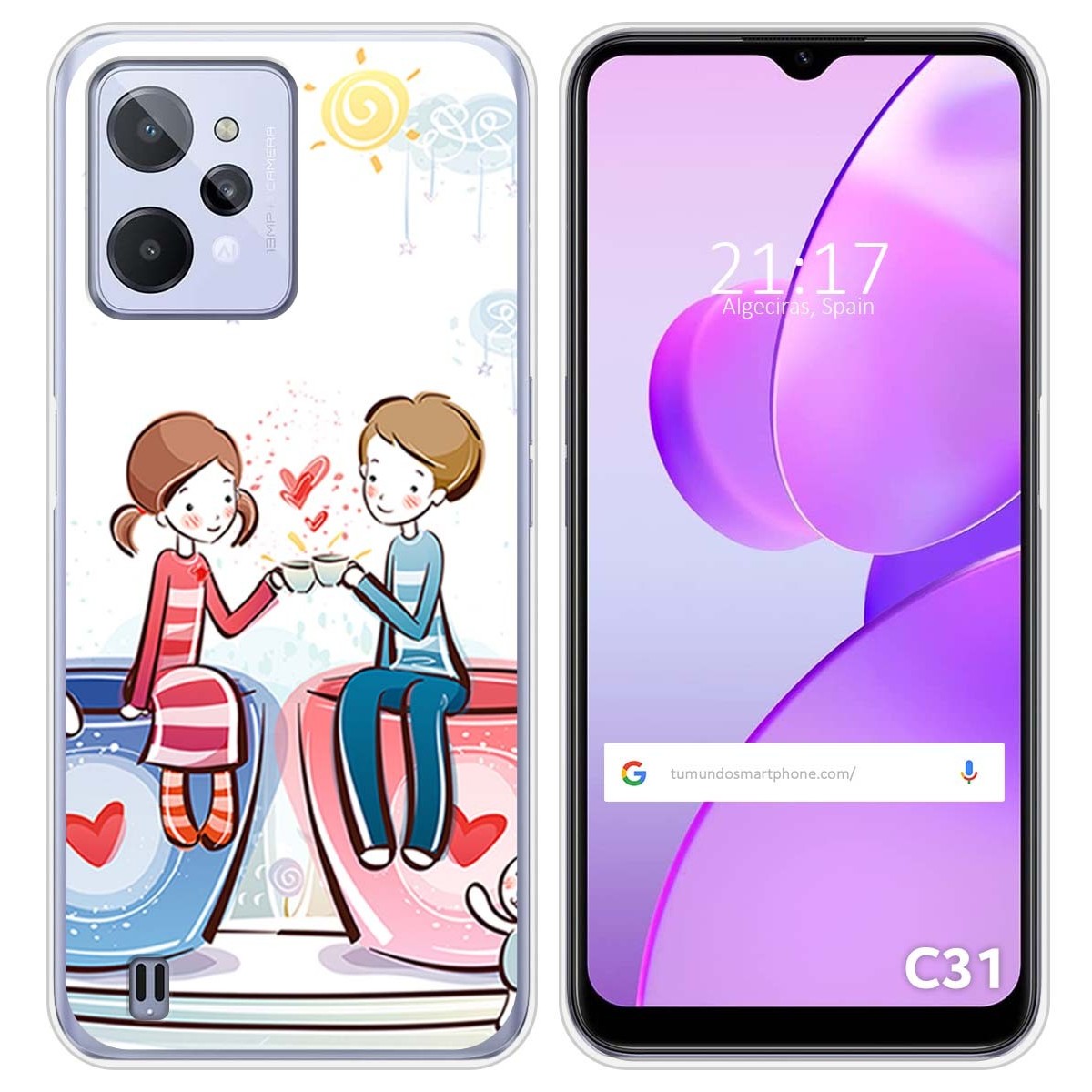 Funda Silicona para Realme C31 diseño Café Dibujos