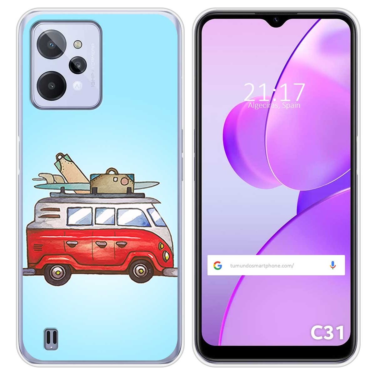 Funda Silicona para Realme C31 diseño Furgoneta Dibujos