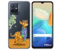 Funda Silicona Transparente para Vivo Y55 5G diseño Jirafa Dibujos