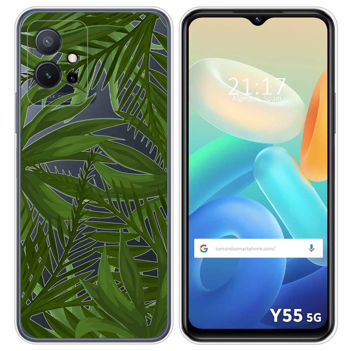 Funda Silicona Transparente para Vivo Y55 5G diseño Jungla Dibujos