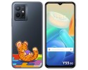 Funda Silicona Transparente para Vivo Y55 5G diseño Leopardo Dibujos