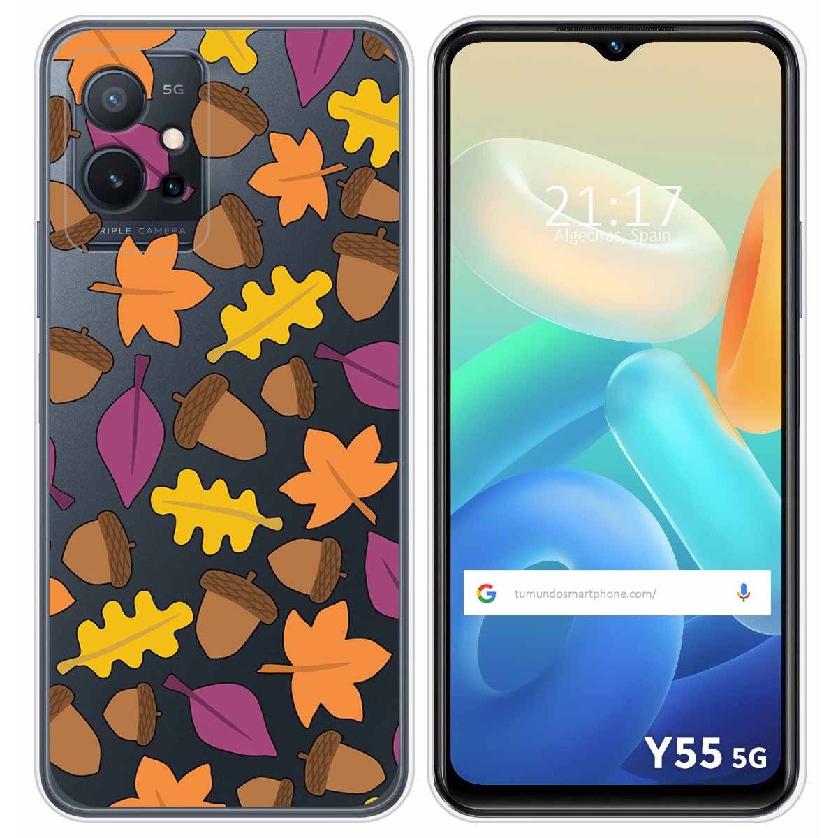 Funda Silicona Transparente para Vivo Y55 5G diseño Otoño Dibujos