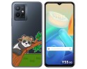 Funda Silicona Transparente para Vivo Y55 5G diseño Panda Dibujos