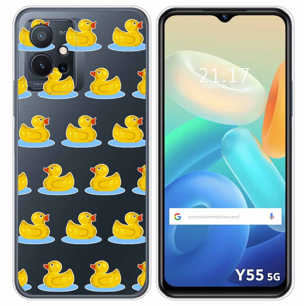 Funda Silicona Transparente para Vivo Y55 5G diseño Pato Dibujos
