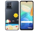 Funda Silicona Transparente para Vivo Y55 5G diseño Playa Dibujos