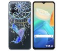 Funda Silicona Transparente para Vivo Y55 5G diseño Plumas Dibujos