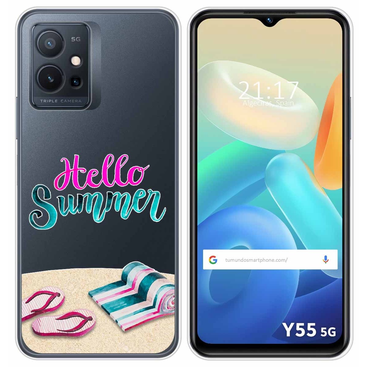 Funda Silicona Transparente para Vivo Y55 5G diseño Summer Dibujos