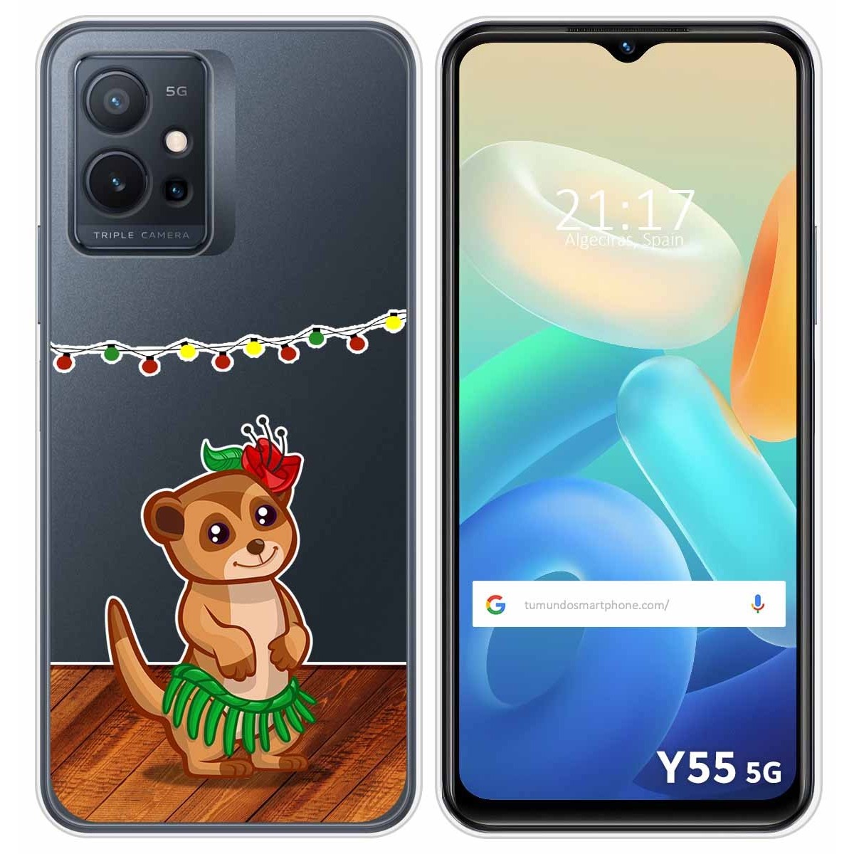 Funda Silicona Transparente para Vivo Y55 5G diseño Suricata Dibujos