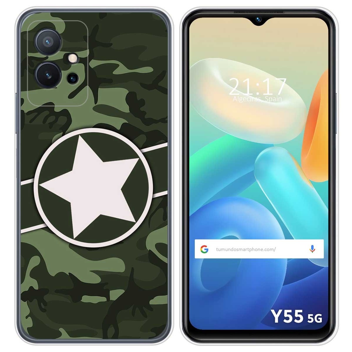 Funda Silicona para Vivo Y55 5G diseño Camuflaje 01 Dibujos
