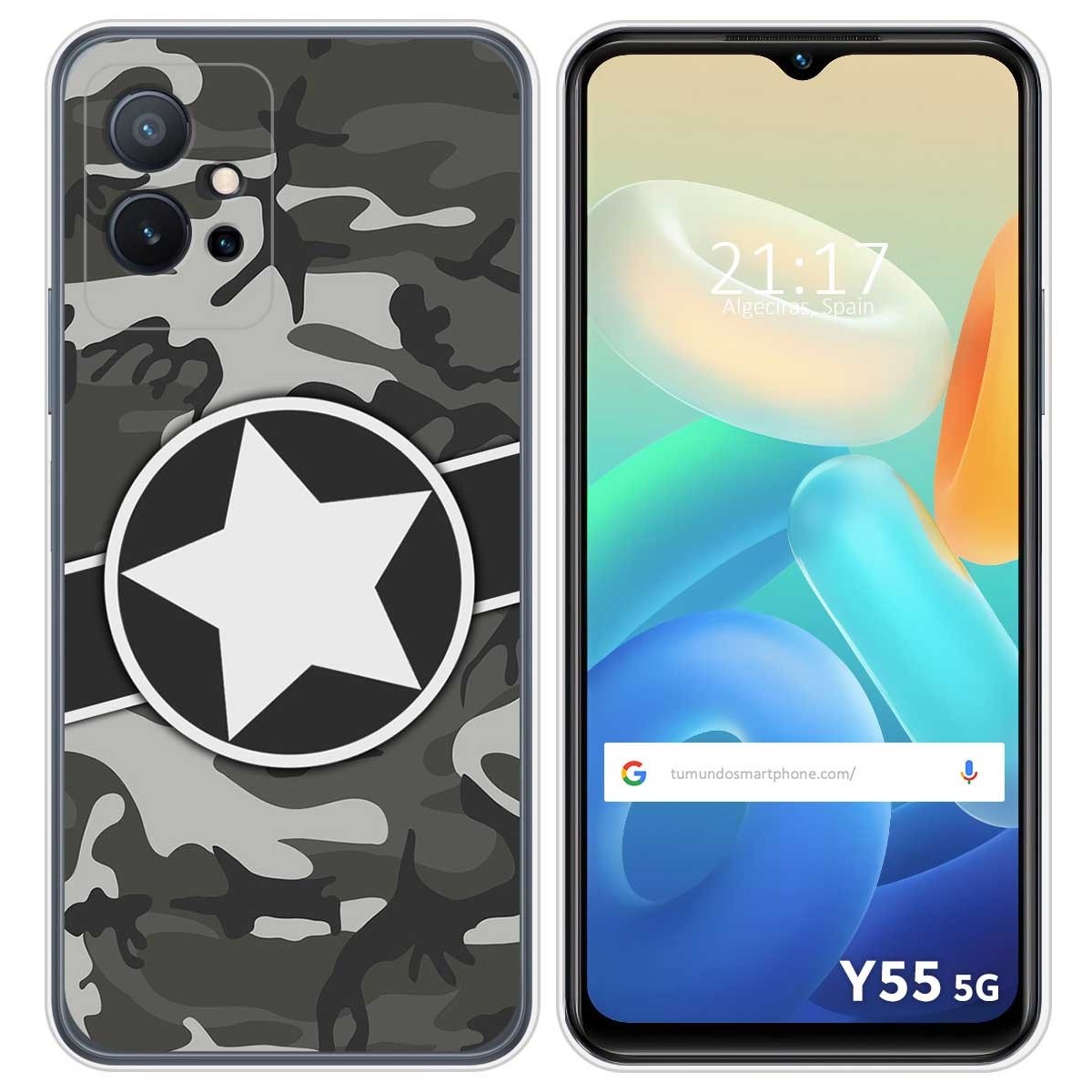 Funda Silicona para Vivo Y55 5G diseño Camuflaje 02 Dibujos