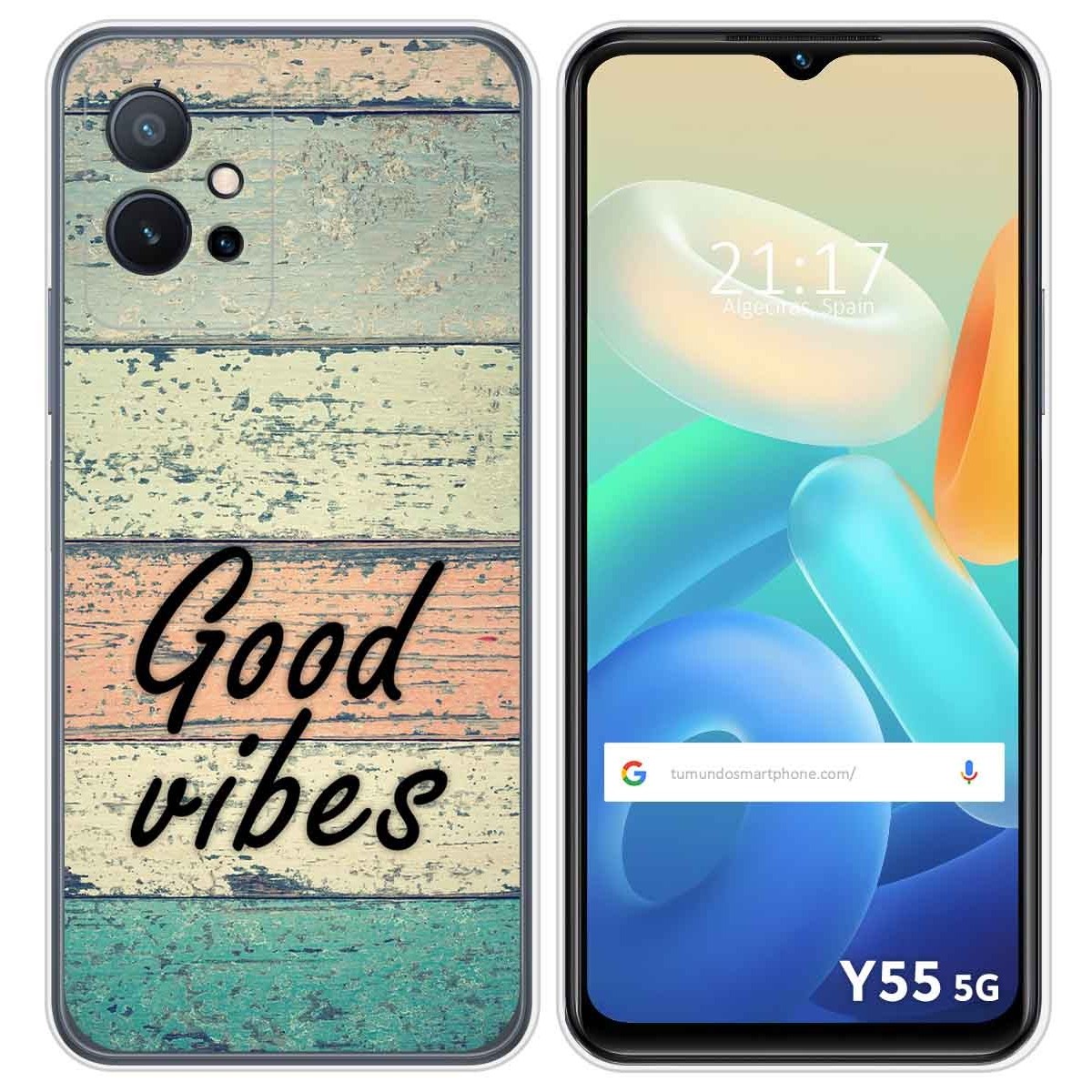 Funda Silicona para Vivo Y55 5G diseño Madera 01 Dibujos