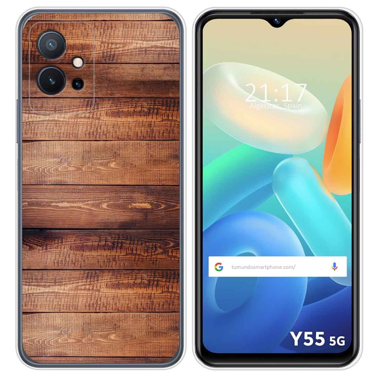 Funda Silicona para Vivo Y55 5G diseño Madera 02 Dibujos
