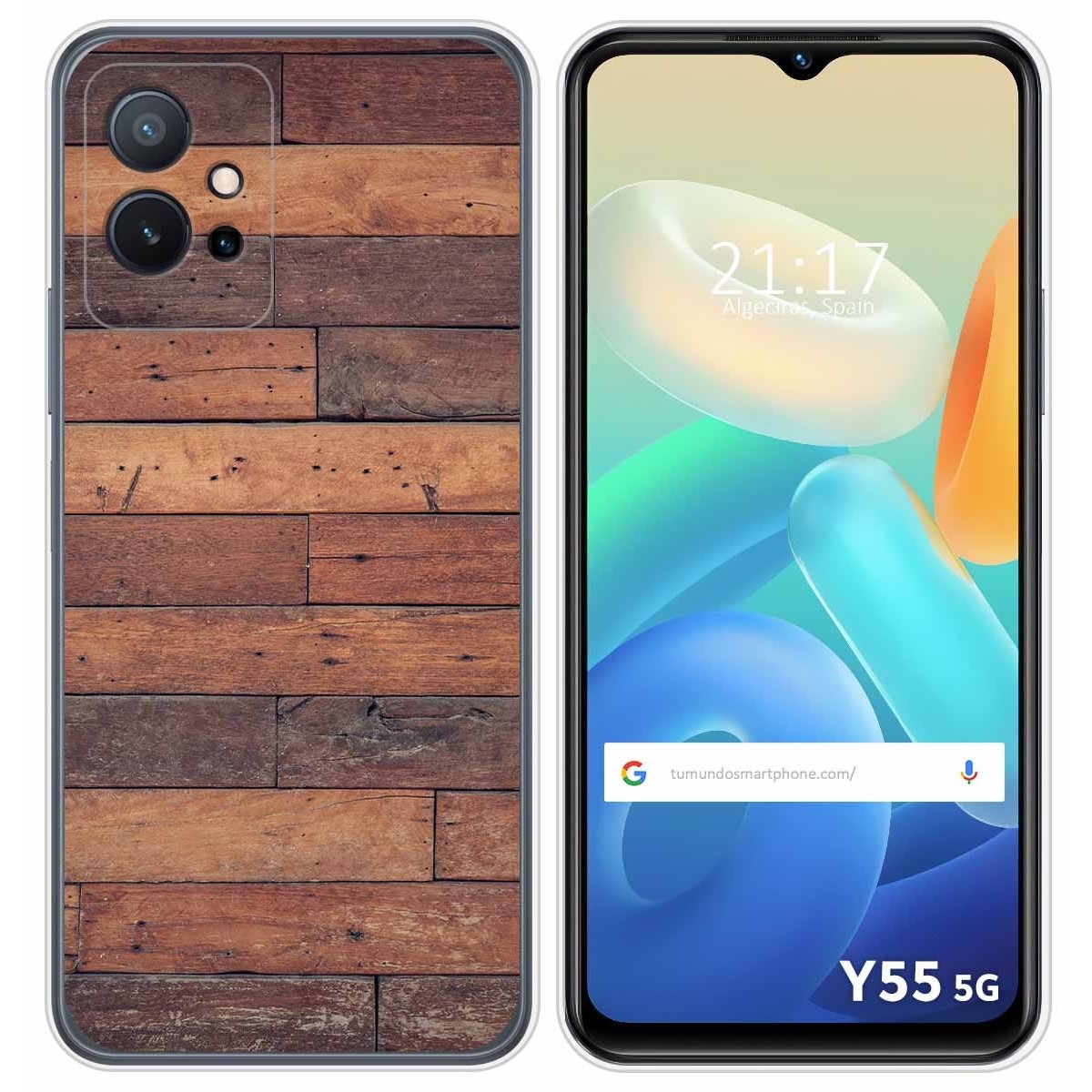 Funda Silicona para Vivo Y55 5G diseño Madera 03 Dibujos